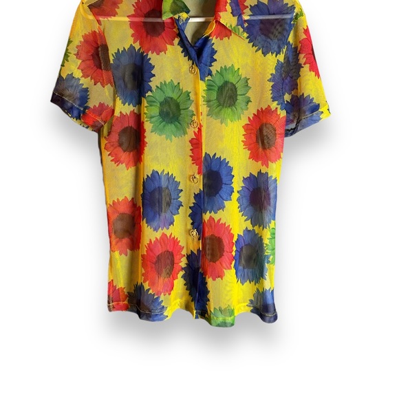 UNIF Mesh Floral Button Up Flower Daisy Shirt Size XS Women’s Trendy Festival - Picture 3 of 6